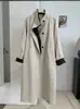 Trench coat longo KEKEZOON com blocos de cor e amarração no pescoço para mulheres, nova jaqueta casual de manga comprida para outono 9079