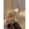 Zapatos de tacón bajo para mujer de estilo francés, suaves y únicos, con punta cuadrada adelgazante, para otoño e invierno, slip-on, elegantes, de algodón peludo