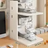 Soporte para Impresora de Recibos de Mensajería Pequeña de Escritorio, Estante de Almacenamiento de Papel Térmico con Código de Barras para Oficina, Soporte de Almacenamiento Multicapa