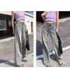 Jeans de pierna ancha de color claro para mujer de cintura alta 2024 Otoño e Invierno Nuevo forrado de vellón Suelto Dosing Pantalones rectos ajustados