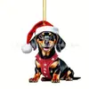 Nuevo Sombrero de Navidad Transfronterizo Perro Dachshund Árbol de Navidad Colgante Decorativo Acrílico Plano Regalo Colgante Decorativo