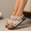 Zapatos Birkenstock de Suela Gruesa de Doble Hebilla para Mujer Verano Nuevo Cruzados con Hebilla Trasera Zapatos Romanos Retro Sandalias Birkenstock