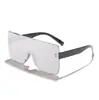 Gafas de sol rectangulares de una sola pieza retro estilo coreano Raine para hombre y mujer, con efecto adelgazante, degradado, bloques de color, protección solar para exteriores