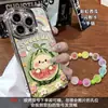 Adequado para Apple 18Promax Transparente Fofo Pintura a Óleo Rosto Sorridente Melancia Pulseira iPhone Celular Capa Rígida e Flexível Personalização