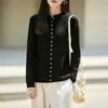 Cárdigan de Punto de Lana Pura Abotonado Estilo Old Money para Mujer, Elegante Abrigo Suéter, Engrosado y Cálido, Suéter de Lujo