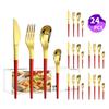 Venta caliente transfronteriza vajilla de acero inoxidable Serie Luna Creciente Cuchillo, tenedor y cuchara occidentales para 6 personas juego de 24 piezas traje de caja de color