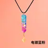 Pingente de Cristal Natural Enrolado com Fio Transfronteiriço Pedra Bruta Galvanizada Colar de Cristal Único Joias Masculinas e Femininas Pedra de Energia Presente Venda por Atacado
