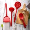 Juego de utensilios de cocina de silicona todo incluido Espátula Cuchara sopera de silicona sartén antiadherente cuchara para arroz colador cubo de almacenamiento resistente a altas temperaturas juego de 5 piezas
