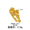 Anillo Mariposa Flor Estilo Étnico de Moda, Elegante Oro de Arena Vietnamita Incrustado con Corona de Circonita Anillo Hueco para Dedo Índice Suministro de Joyería