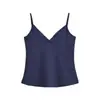 Camisola de decote em V europeia e americana para mulheres, peça de outer wear de verão 2026, camisa base de alta elasticidade e justa, top interno curto da moda