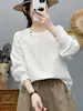 Colección Otoño 2026 Estilo Artístico Suéter Doble Capa Gasa de Algodón Camisa de Manga Larga Top Casual Adelgazante para Mujer Venta al por Mayor