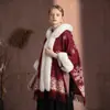 Chal tipo capa de invierno para mujer con forro polar, lana sintética gruesa, pelo sintético blanco, copo de nieve navideño, abrigo con ambiente de Año Nuevo