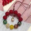 Cadena para Teléfono Roja China de Año Nuevo Trenzada a Mano de Bodhi Natural Llavero de Semilla de Bodhi Colgante para Bolso Adorno Venta al por Mayor