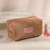 Bolsa de Maquillaje de Felpa Estilo Coreano de Color Sólido para Niñas, Bolsa Octagonal Simple de Gran Capacidad, Estuche para Lápices de Estudiante, Bolsa de Almacenamiento para Papelería