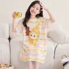 Camisón de verano de manga corta para niñas, ropa de casa para niños, algodón dulce de nube, lindo, casual, fresco, pijama holgado para niñas