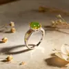 Anillo de Moda con Letra Plateada Tendencia S925 Plata Incrustado Anillo de Jaspe Hetian Temperamento Abierto Ajustable Engaste de Garras Anillo para Dedo Índice de Mujer