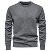 Comercio Exterior 2024 Nuevo Suéter para Hombre Otoño e Invierno Forro Polar Camisa de Punto Cuello Redondo Jersey Suéter para Jóvenes y de Mediana Edad Camisa Base