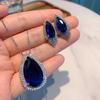 Zhuang Shengsheng Jóias Simulação Brincos de Vidro Azul Colar Jóias terno Brincos 8*16 Pingente 15*25 Atacado
