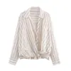 Comercio Exterior 2026 Verano Nueva Moda Femenina Estilo Europeo y Americano Casual Holgada Camisa de Rayas Metálicas 5029082