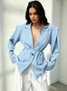 Em estoque: 2026 novo blazer feminino estilo europeu e americano, elegante, acinturado e com cinto, com ombreiras, uma peça de outer wear versátil