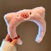 Porquinha Lulu~ Fofa Rosa Pelúcia Elástico de Cabelo Faixa de Cabeça Feminina Lavagem de Rosto Maquiagem Prensa de Cabelo Faixa de Cabeça Acessórios de Cabelo Headwear Outono e Inverno