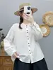 Camisa longa de algodão puro estilo artístico para mulheres, gaze de camada dupla, amigável à pele, top cardigã respirável, roupas artísticas femininas