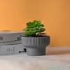 Decoración de planta artificial estilo romano para el hogar, maceta de suelo de melamina, maceta de flores phalaenopsis rayada, boca redonda gruesa
