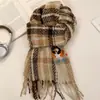 Bufanda Cuadros Bordada de Pingüino Lindo para Mujer, Bufanda Tejida de Otoño e Invierno, Engrosada para Calidez, Protección contra el Frío, Protección del Cuello y como Chal