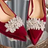 Zapatos de boda rojos de punta fina con tacones altos que aumentan la altura para mujer, tacón fino, talla 33 pequeña, vestido de novia tradicional Xiuhe, cómodos para los pies, zapatos de novia