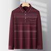 Camisa Polo de Manga Larga para Hombre Casual de Negocios Caída Sin Planchar Lujo Ligero Moderna Camiseta para Hombre Roja Otoño e Invierno 2024 Nuevo Estilo