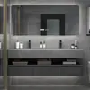 Conjunto de gabinete de baño integrado de madera maciza moderno y sencillo, lavabo de lujo ligero, tocador, mueble de lavabo para baño