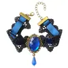 Collar de Venta Caliente Transfronterizo Europeo y Americano Gargantilla Gótica Retro Punk Collar de Encaje Cadena de Cuello Trenzada Cadena para Clavícula para Mujeres