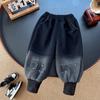 Conjunto de roupas de outono e inverno para crianças, suéter para meninos, forrado com fleece, espessado, bebê, inverno, nova roupa infantil, macacão de veludo com capuz