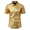 2024 Comércio Exterior Verão Novo Masculino Brilhante Boate Disco Camisa de Manga Curta Masculina Tamanho Europeu Camisa da Moda C42