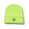 Chapéu de tricô com bordado de folhas verdes transfronteiriço, moda outono e inverno para homens e mulheres, chapéu para o frio, touca de lã, chapéu quente para atividades ao ar livre