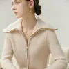 Baicaierong Outono/Inverno 2026 Suéter Feminino de Caxemira Cardigan com Zíper Design Versátil Tricô de Lã