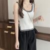 Regata Feminina Verão 2026 Novo Estilo Coreano Slim-Fit Fashionável Versátil Tricô Tramado Stretch