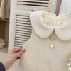Vestido Colete Estilo Francês para Bebê Menina no Inverno Estilo Natal Doce Vestido de Um Ano