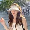 Sombrero de Sol de Verano Estilo Coreano Sombrero de Sol de Copa Vacía Sombrero de Sol para Celebridades de Internet Adelgazador Facial Protector Solar Sombrero Portátil Enrollable para Exteriores Anti-UV