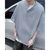 Camiseta de Manga Corta tipo Henley de Waffle para Hombre, Fresca y Moderna, Camisa Versátil de Manga Media, Polo Casual Holgado