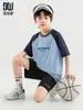 Camiseta de Malla Transpirable, Absorbente de Sudor y Seca Duoduo para Niños, Versátil Moda de Verano Raglán Manga Corta Trendy para Niños