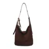 Bolso de Gamuza Gran Capacidad Bolso de Hombro para Mujer Otoño e Invierno Retro Nuevo Estilo Maillard para el Trabajo y los Viajes Bolso de Axila