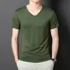 Camiseta de Verano de Manga Corta para Hombre con Cuello en V Fresca de Seda de Hielo de Color Puro para Usar Debajo Simple y Versátil Camiseta de Media Manga Fresca de Secado Rápido para Hombre
