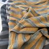 Playera de Manga Larga de Cuello Redondo y Cuello Alto con Rayas de Color en Contraste Vintage para Mujer, Otoño, Nueva, Holgada, Adelgazante, Combinable con Todo, Casual, Tejida