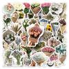 50 Peças de Adesivos de Buquê de Flores Retrô Estilo Ins Flores Românticas de Desenho Animado Decoração de Adesivo Transfronteiriça para Celular, Tablet, Caderno