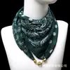 Bufanda de Seda Cuadrada de 65 cm Estampado Retro Exótico de Moda con Hebilla Magnética Suave Transpirable Amigable con la Piel Chifón Bufanda para el Cuello