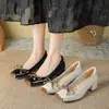 Elegantes Zapatos de Tacón Bajo para Mujer, Nuevo Estilo Primavera 2026, Cuadrado con Moño, Tacón Grueso, Cómodos para el Viaje Diario, Tacones Altos que No Cansan los Pies