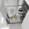 Acero Inoxidable 304 Canasta para Tirador de Gabinete de Cocina Canasta para Condimentos Tipo Cajón Riel Deslizante Canasta de Almacenamiento para Condimentos Canasta para Condimentos