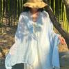 Chal de Protección Solar de Verano con Cierres de Botón para Mujer, Estilo Nuevo, Estilo Étnico Largo, Adecuado para Viajes y Fotografía, Ligero Chal de Seda para Playa