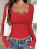Blusas de Moda Europeas y Americanas Transfronterizas de Amazon para Otoño e Invierno, con Encaje, Botones, Cuello en V, Ajustadas, de Manga Larga para Mujer